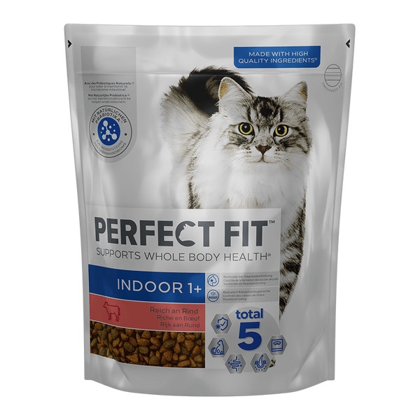 Perfect fit Indoor Sausā barība kaķiem ar liellopu 750g